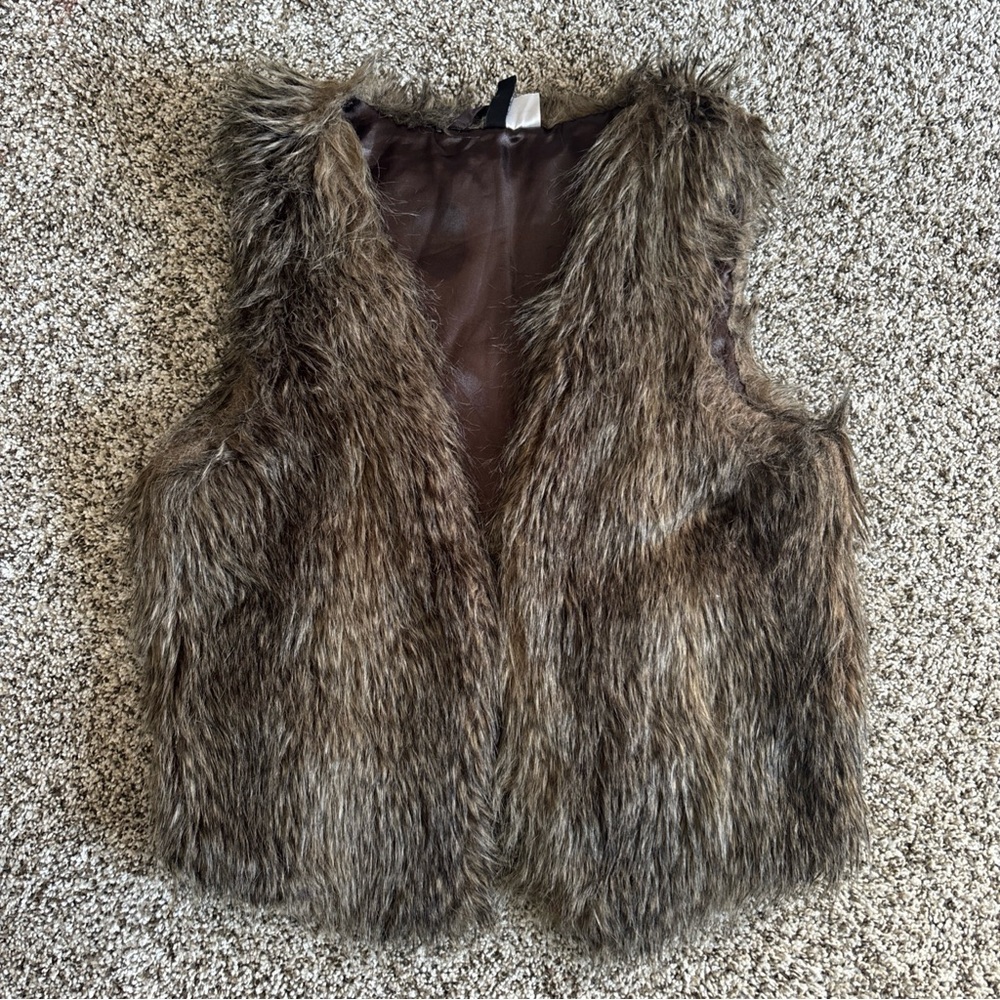 Faux Fur Vest Women 6 Boho Western Cowgirl Indie Sleaze Y2K Layering Festival